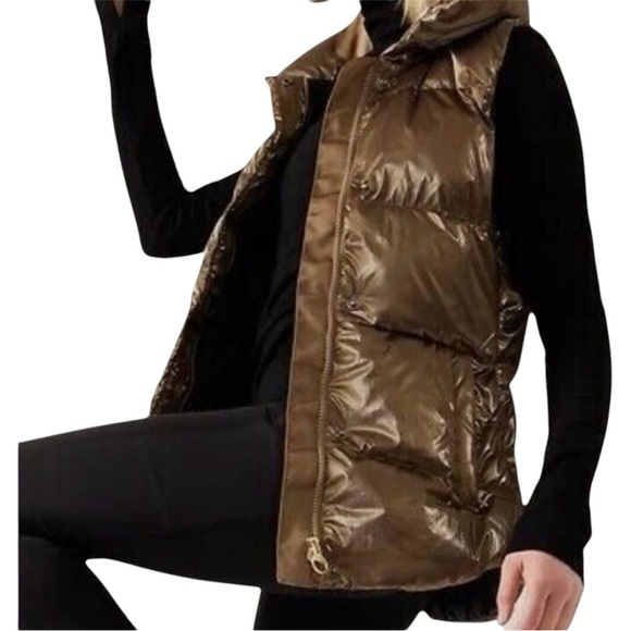 ATHLETA Downtown Metallic Bronze Down Puffer Vest Size XXS — BRONZE BEAUTY!!! - Picture 1 of 6